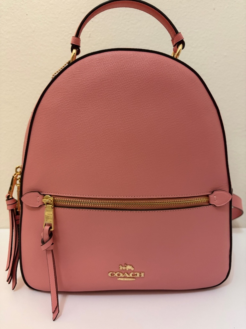 Coach Pink Pebble Leather Jordyn Mini Backpack with Gold Hardware